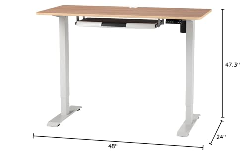 Monomi Electric Height Adjustable Standing Desk, 48 X 24 Inches Stand Up Desk, Sit Stand Home Office Table, Quick Assembly (Oak Top/White Frame)