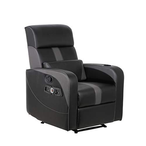 X Rocker Gamma Recliner Gaming Chair, 2.1 Bluetooth Audio System, Headrest Mounted Speakers, Built-In Footrest And Cupholder, 718001, 34.84' X 39.37' X 30.31', Black