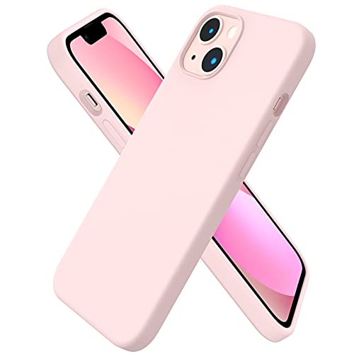 Ornarto Compatible With Iphone 13 Case 6.1, Slim Liquid Silicone 3 Layers Full Covered Soft Gel Rubber Case Cover 6.1 Inch-Chalk Pink