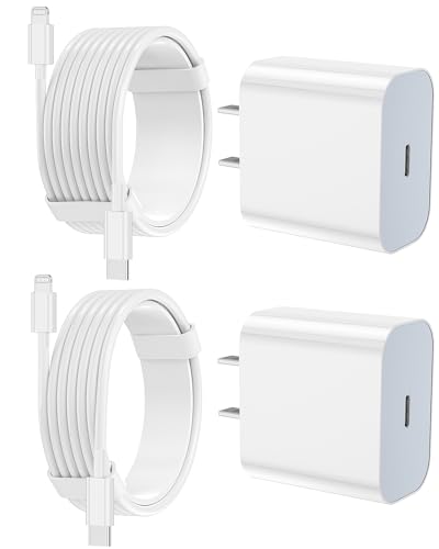 Iphone Charger Fast Charging 2 Pack Type C Wall Charger Block With 2 Pack [6Ft&Amp;10Ft] Long Usb C To Lightning Cable For Iphone 14/13/12/12 Pro Max/11/Xs Max/Xr/X,Airpods Pro