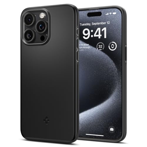 Spigen Thin Fit Designed For Iphone 15 Pro Case (2023) [Hard Shell] [Military-Grade Protection] - Black