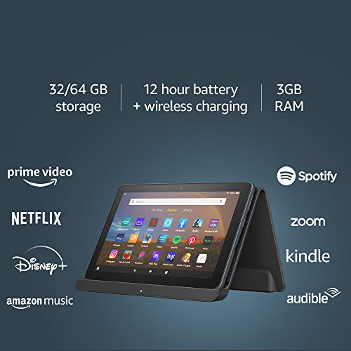 Fire Hd 8 Plus Tablet, Hd Display, 32 Gb, Our Best 8' Tablet For Portable Entertainment, Slate + Made For Amazon, Wireless Charging Dock