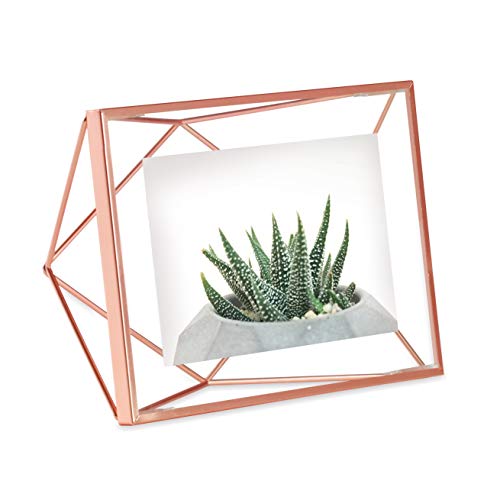 Umbra Prisma Picture Frame, 4X6 Metal Photo Display For Desk Or Wall, 4' X 6', Copper