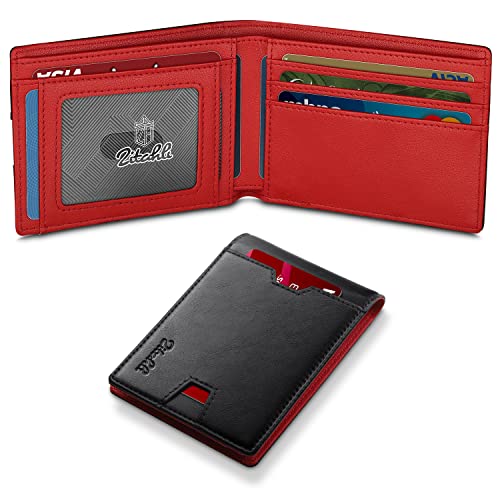 Zitahli Mens-Wallet-Slim-Leather-Rfid Blocking Wallet For Men Minimalist Bifold Credit Card Holder With Gift Box