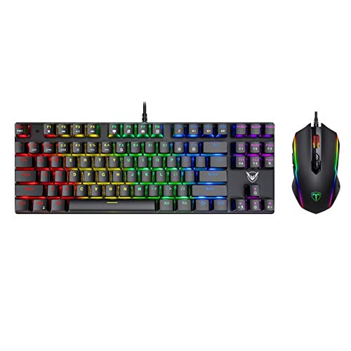 Pictek Gaming Keyboard And Mouse, [7200 Dpi] [8 Programmable Buttons] [Rgb Chroma Backlit] Ergonomic Mice, [Compact 87 Key] [Rgb Backlit] [100% Anti-Ghosting] [27 Led Lighting Modes] Keyboard, Bundle