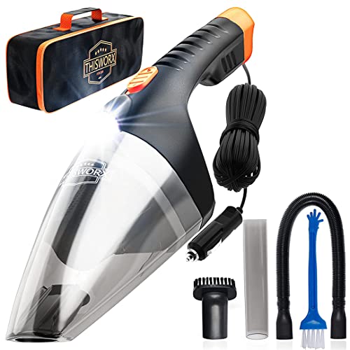 Thisworx Car Vacuum Cleaner 2.0 - Portable Handheld Mini Vacuum Cleaner W/ 16Ft Cord, Bag, &Amp; Attachments - Small Vacuum For Car, Rv, Boats, Travel - Car Accessories