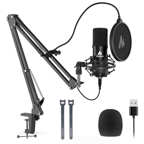 Usb Microphone, Maono 192Khz/24Bit Plug &Amp; Play Pc Computer Podcast Condenser Cardioid Metal Mic Kit With Professional Sound Chipset For Recording, Gaming, Singing, Youtube (Au-A04)