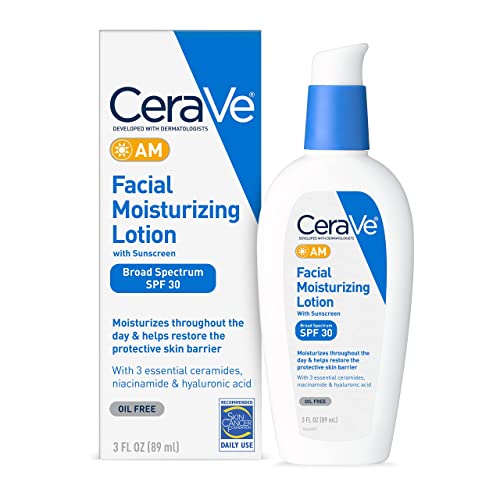 Cerave Am Facial Moisturizing Lotion With Spf 30 | Oil-Free Face Moisturizer With Spf | Formulated With Hyaluronic Acid, Niacinamide &Amp; Ceramides | Non-Comedogenic | Broad Spectrum Sunscreen | 3 Ounce