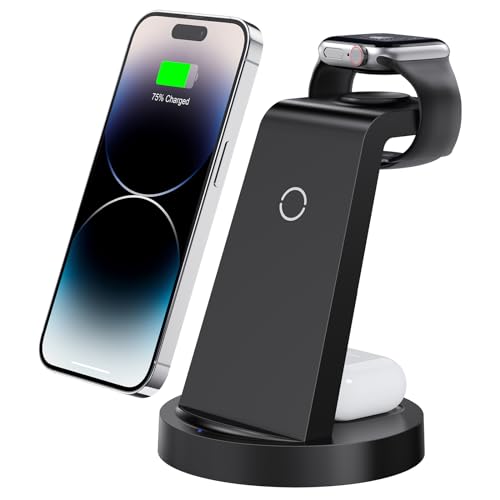 3 In 1 Charging Station For Iphone, Wireless Charger For Iphone 16 15 14 13 12 11 X Pro Max &Amp; Apple Watch - Wireless Charging Station For Airpods 4 3 Pro