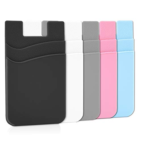 Senose Phone Wallet, Card Holder For Back Of Phone Stick On Phone Cases Great Storage Compatible For Iphone/Android/Samsung Galaxy Pack Of 5