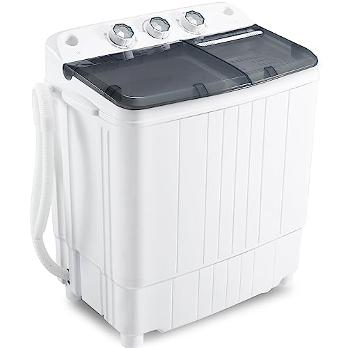 Portable Washing Machine 17.6Lbs Capacity Mini Washer And Dryer Combo Compact Twin Tub Laundry Washer(11.6Lbs) &Amp; Spinner(6Lbs) Built-In Gravity Drain,Low Noise For Apartment,Dorms,Rv Camping, Grey