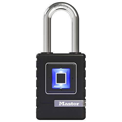 Master Lock 4901Dlh Fingerprint Lock Heavy Duty Outdoor Biometric Padlock, Black