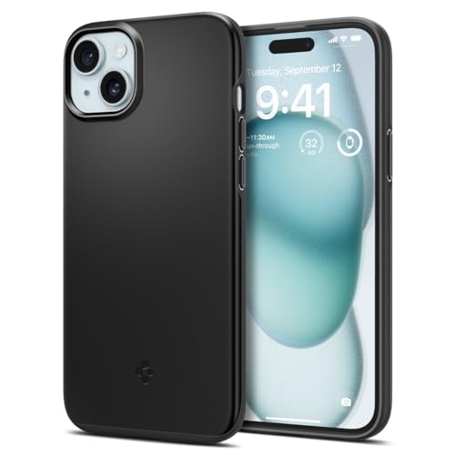 Spigen Thin Fit Designed For Iphone 15 Case (2023) [Hard Shell] [Military-Grade Protection] - Black