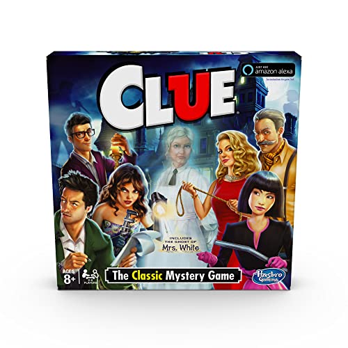 Hasbro Gaming Clue Game Ghost Of Mrs. White, Mystery Board Game, Compatible With Alexa, Kids Ages 8 And Up (Amazon Exclusive)