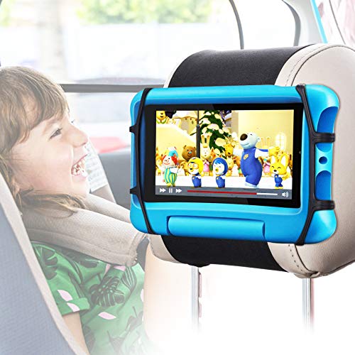 Fangor Car Headrest Mount Holder, Tablet Holder For Kids In Back Seats, Anti-Slip Strap And Holding Net,Angle-Adjustable/Fits All 7 Inch To 12.9 Inch Tablets