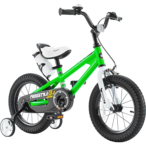 Royalbaby Freestyle Kid’s Bike For Boys And Girls, 12 Inch With Training Wheels, Green