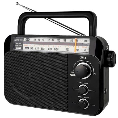 Retekess Tr604 Am Fm Radio, Battery Operated Radio Portable, Am Fm Radio Plug In Wall, High/Low Tone Mode, Big Speaker, Earphone Jack,For Senior, Home