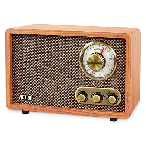 Victrola Retro Willow Wood Bluetooth Radio With Built-In Speakers, Elegant &Amp; Vintage Design, Rotary Am/Fm Tuning Dial, Wireless Streaming, Walnut