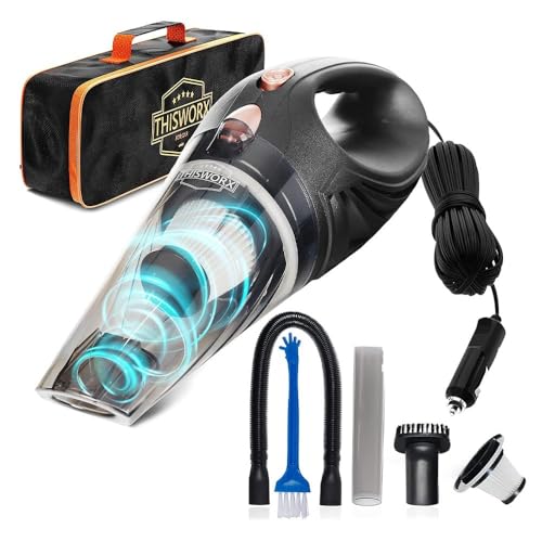 Thisworx Car Vacuum Cleaner - Portable Handheld Mini Vacuum Cleaner W/ 16Ft Cord, Bag, &Amp; Attachments - Small Vacuum For Car, Rv, Boats, Travel - Car Accessories