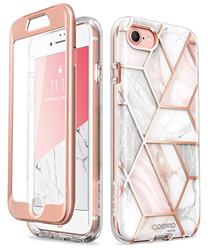 I-Blason Cosmo Case For Iphone Se 2022 (3Rd Generation), [Built-In Screen Protector] Slim Full-Body Stylish Protective Case For Iphone Se (2022)/Iphone Se (2020)/Iphone 8/Iphone 7 (Marble)