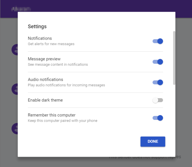 android messages web