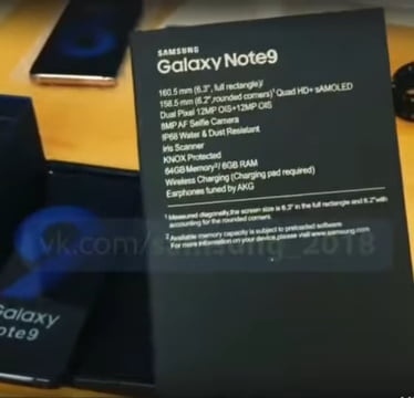 Samsung Note 9 Leaks