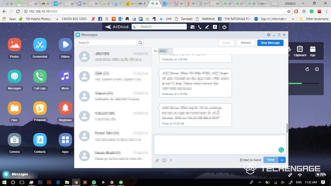 How To Control Your Android Phone Directly From Your Pc 6 Browser-Based Sms Interface Inside Airdroid Web