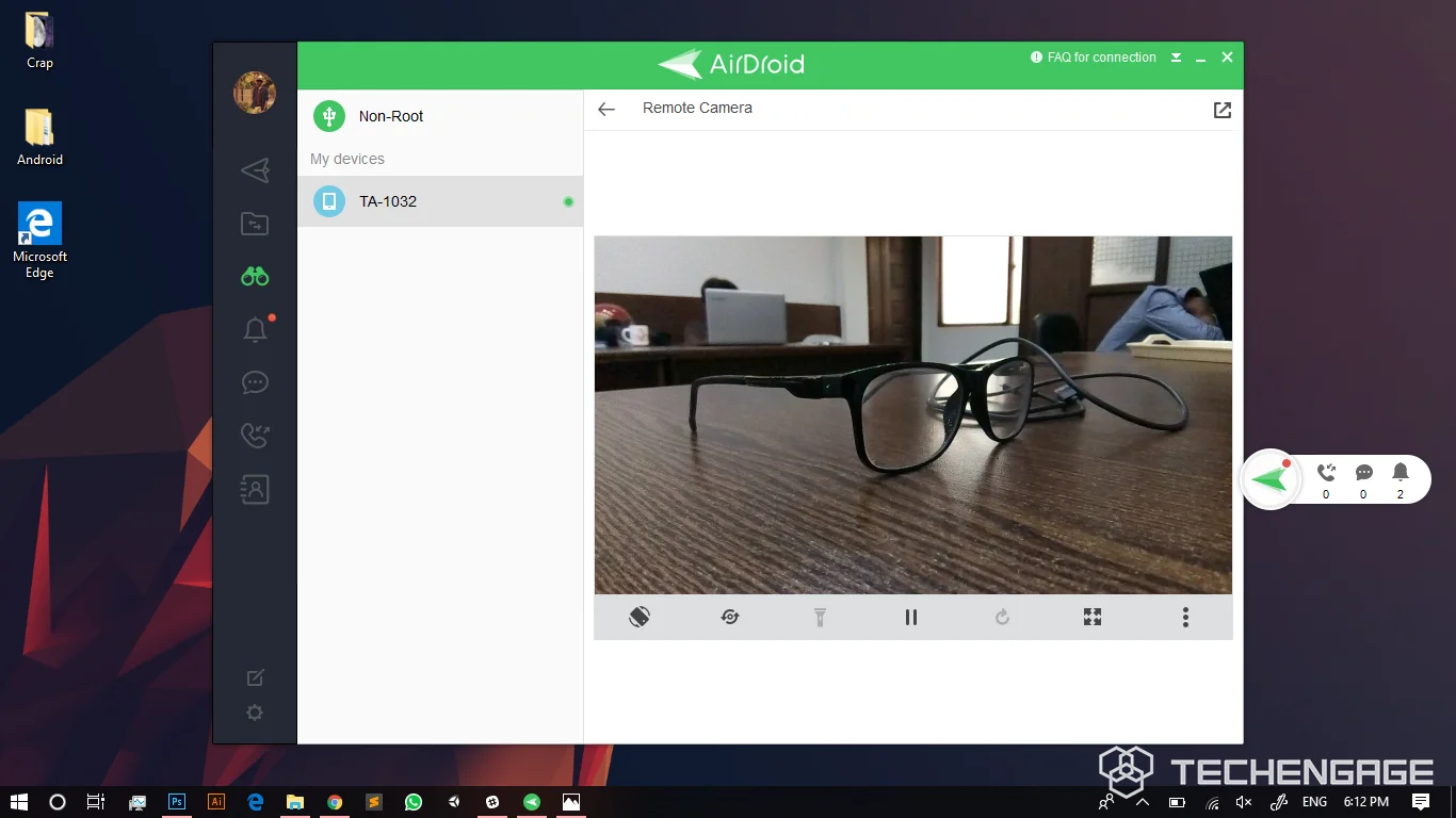 How To Control Your Android Phone Directly From Your Pc 9 A Live Phone Camera Feed Shown Inside The Airdroid Web Client