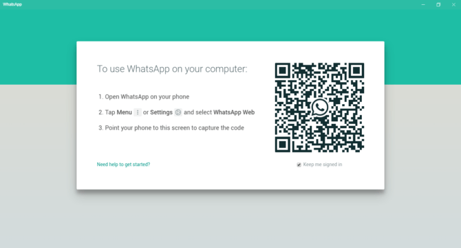 Homescreen Of The Whatsapp Desktop Application That Uses Qr For Login