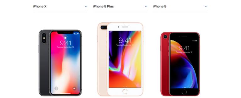 iPhone 8, 8 Plus and X comparison