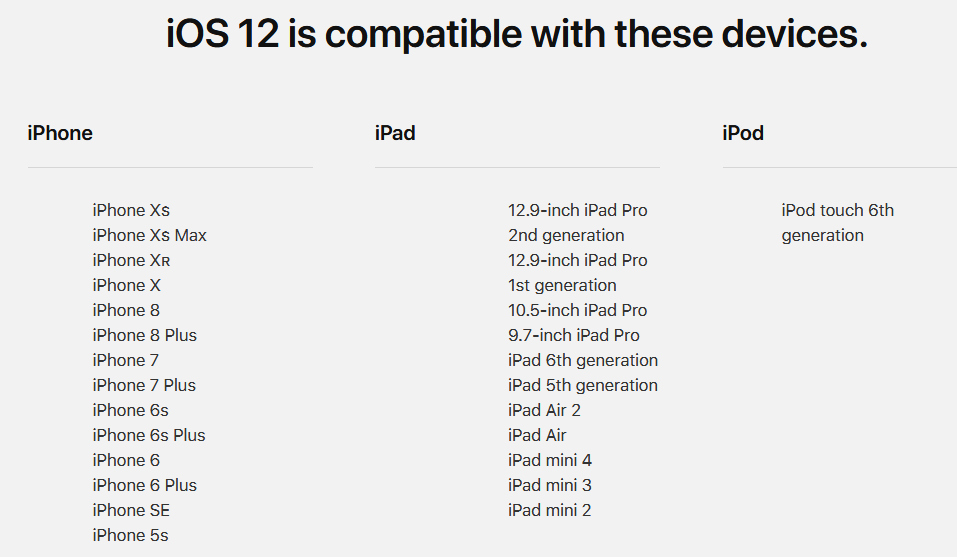 Ios 12 Compatible Devices - Techengage