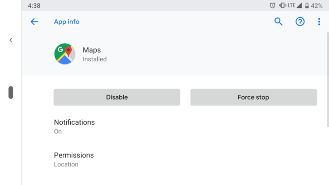 screenshot of Google Maps App info, android tweaks no root