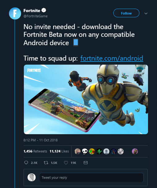 fortnite is now available on all compatible android devices without an invite - fortnite beta download