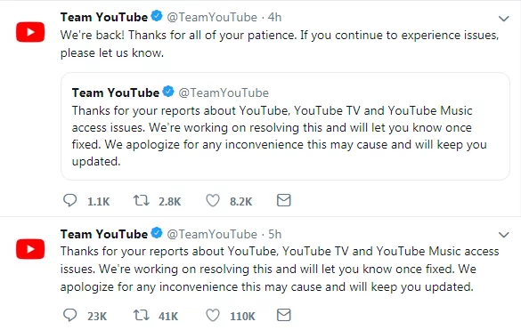 Youtube Is Live Again After An Hour Of Outage! 1 Youtube