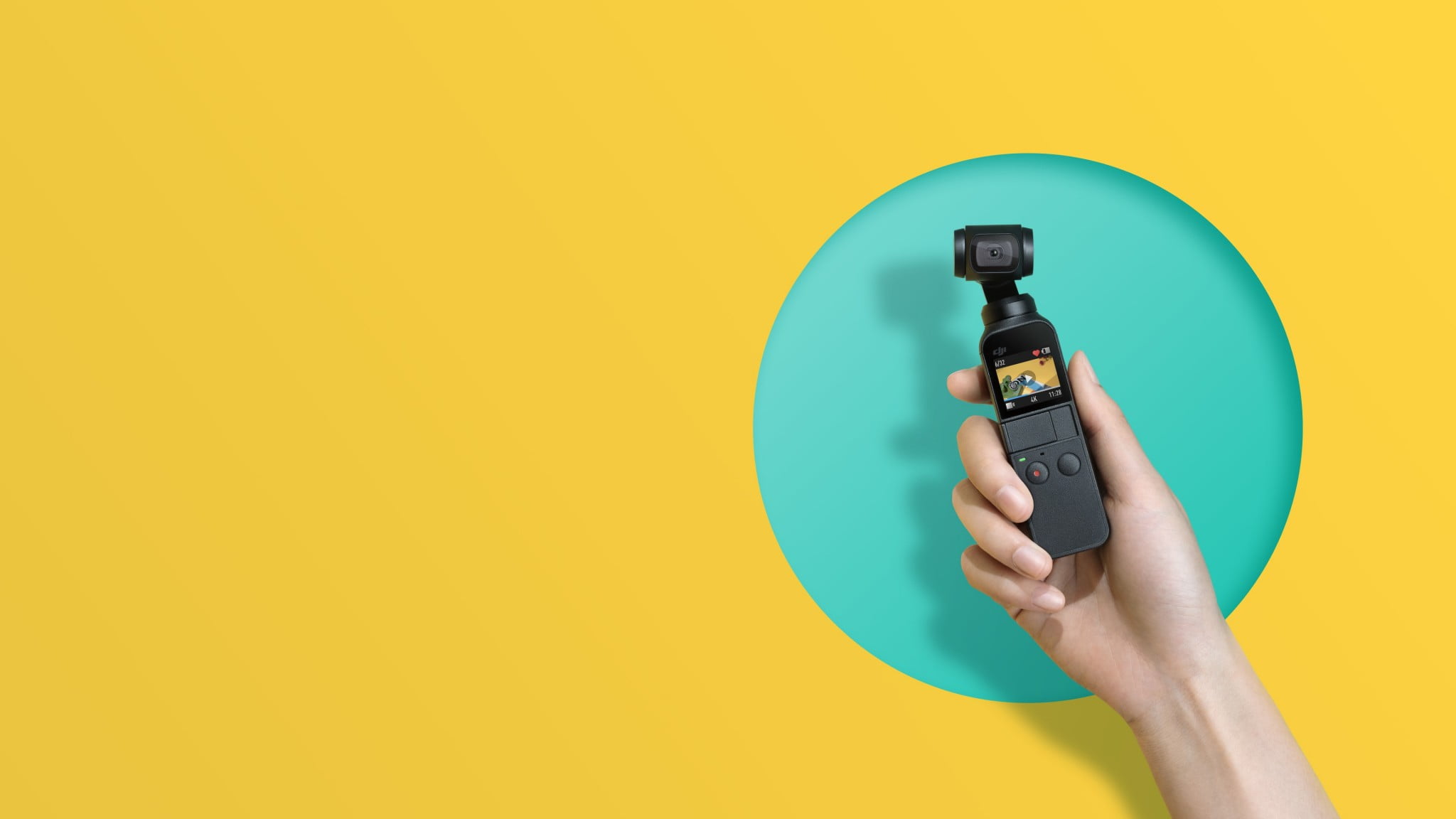 Image contains DJI Osmo Pocket Gimbal 4k Camera in hands