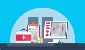 illustration of medical technology equipment on table