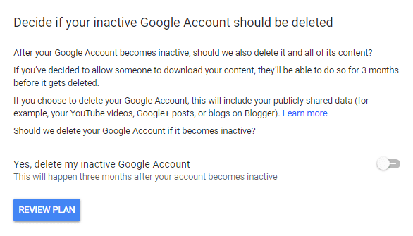 Google Account Lock After Death Option