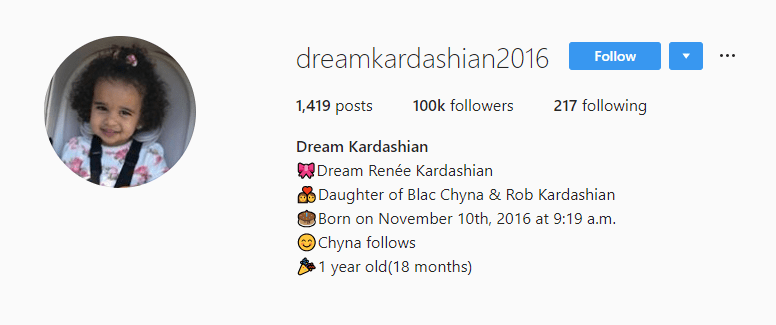 Dream Kardashian'S Instagram Account