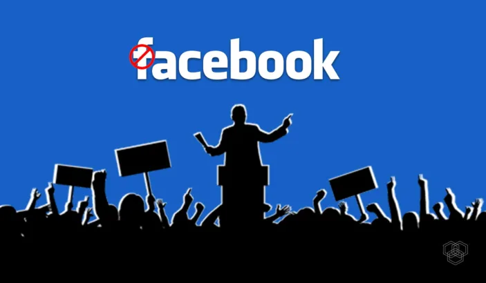 illustration contains facebook logo with crowd as vectors