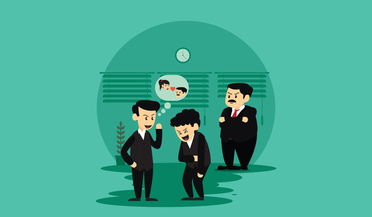 illustration showing blind gossips in an organization