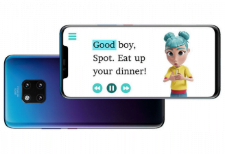 An image of huawei mate 20 pro contains StorySign app running