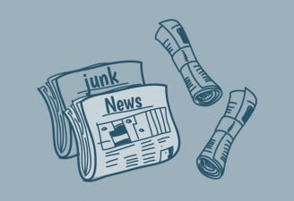 illustration contains newspaper, junk news