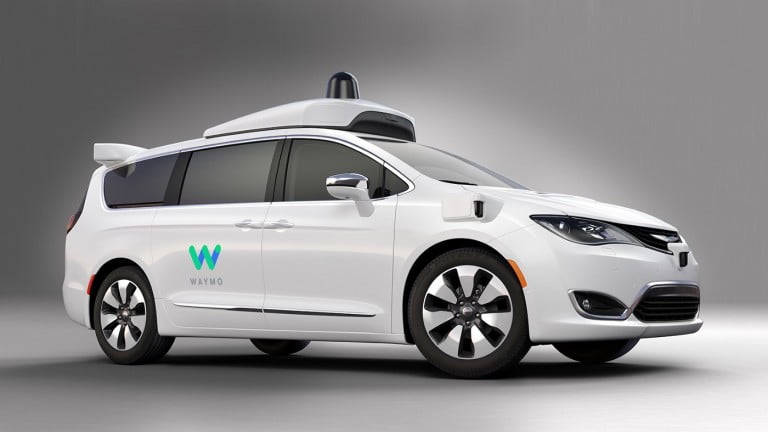 Image of Waymo self driving cars white