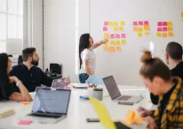 A woman leading a business meeting