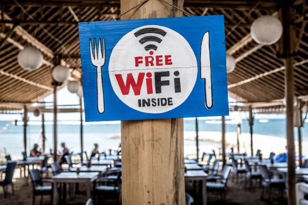 Free WiFi in a restaurant
