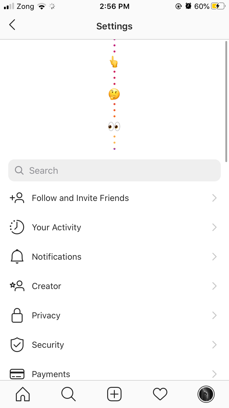 Instagram Settings Easter Egg