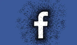 ants in a group around facebook logo