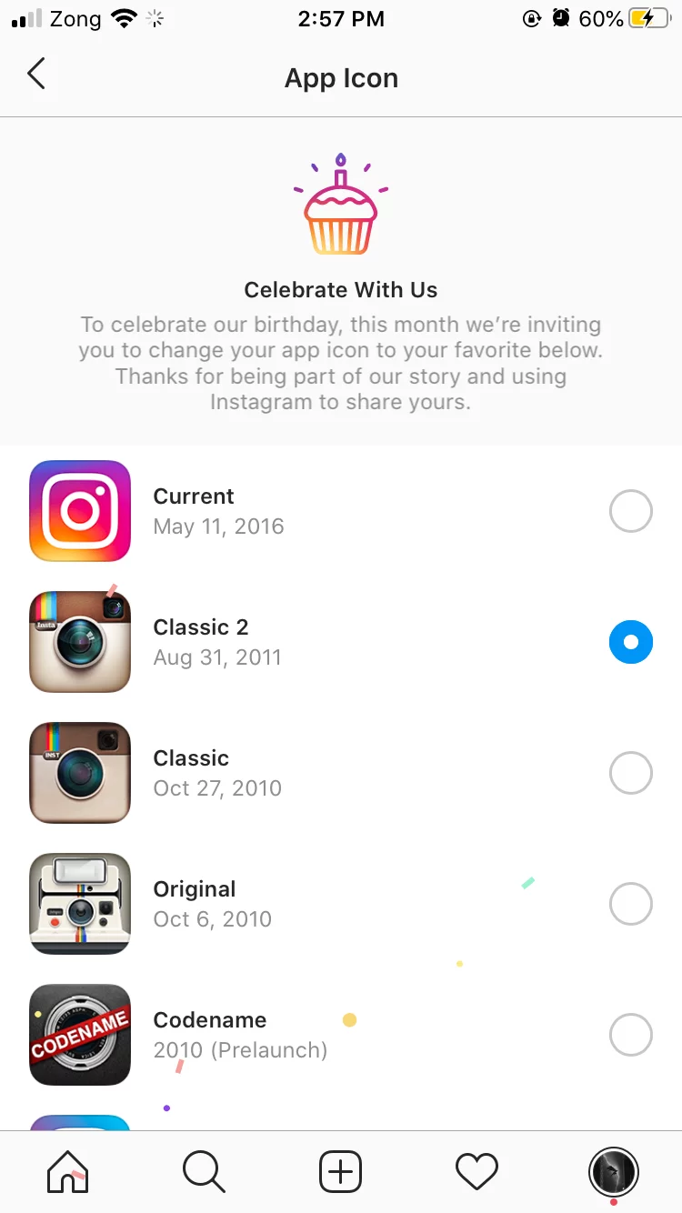 The Alternate Instagram App Icons Offered During The App'S 10Th Anniversary