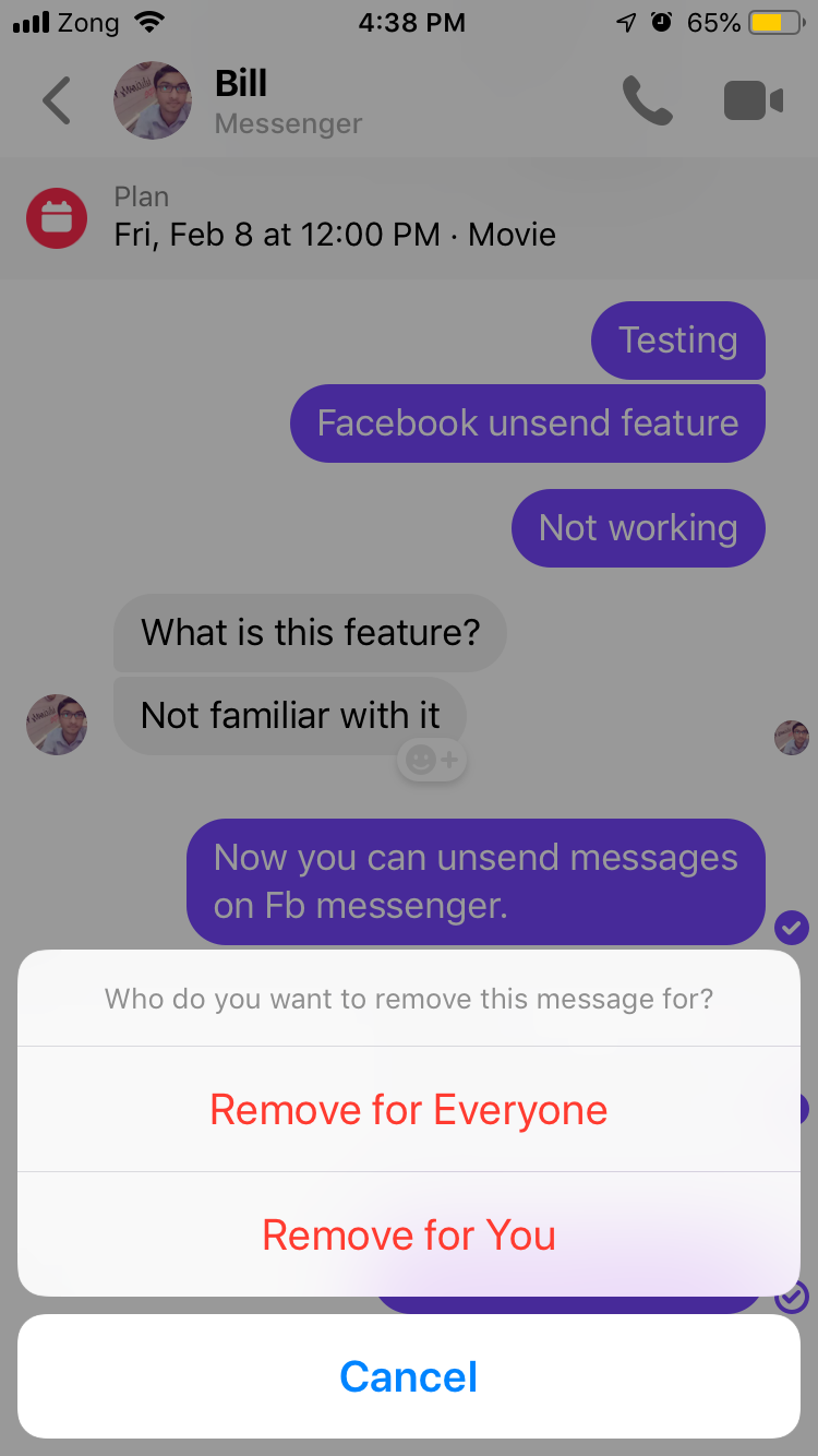 unsending messages on facebook