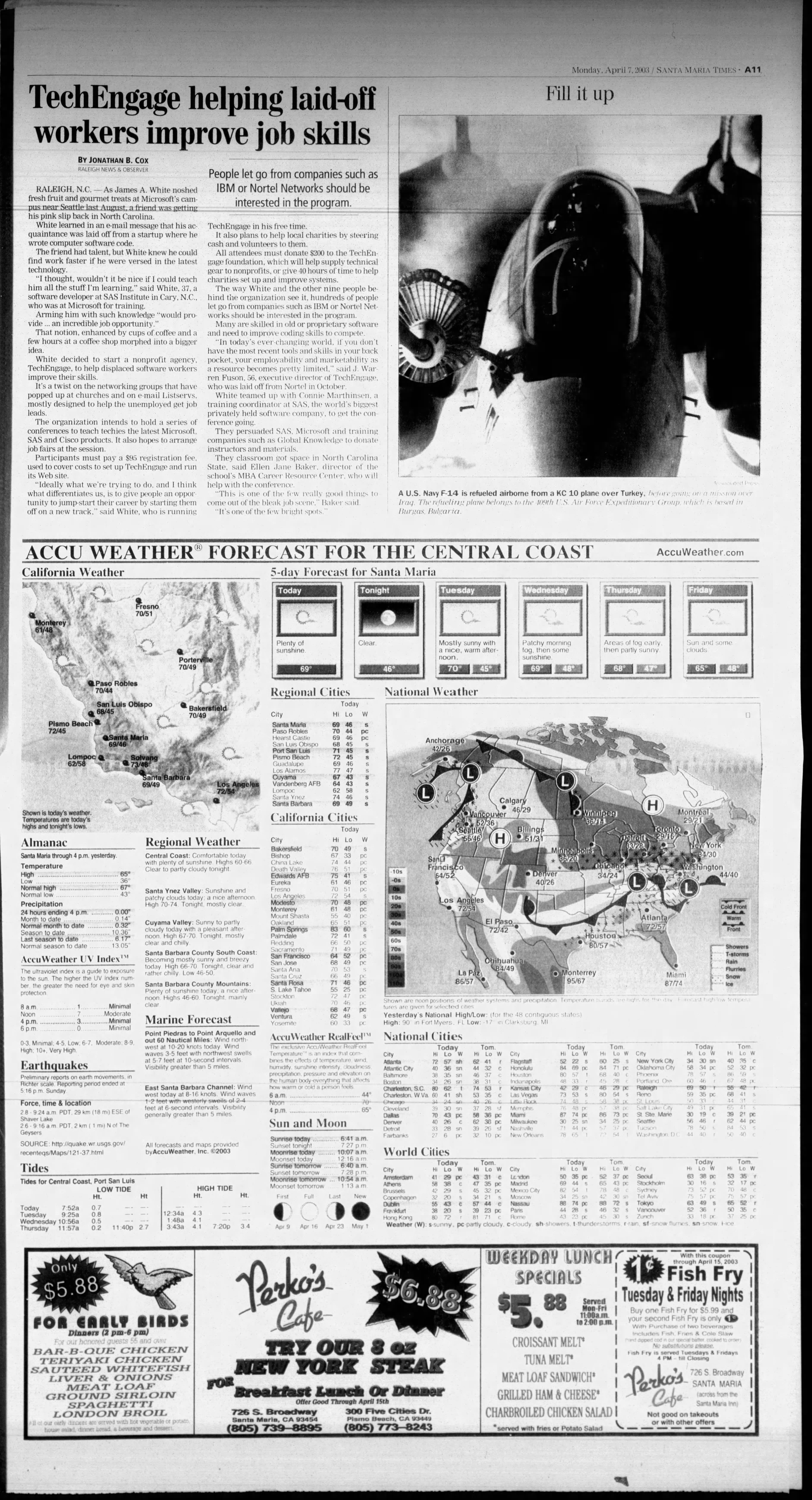 Santa Maria Times Clipping About Techengage, April 7, 2003